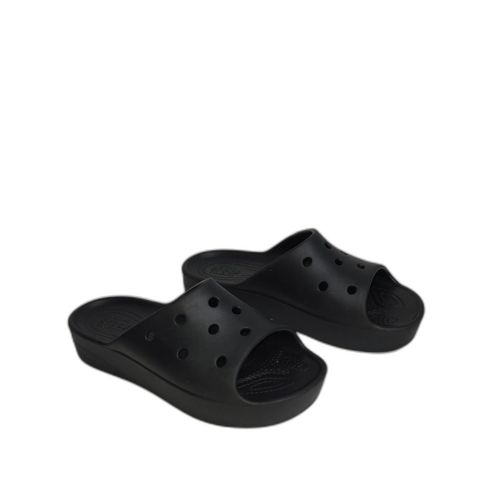 Crocs Classic Platform Slide Sandals Womens 8 Black W8 Jibbitz Comfort 208180